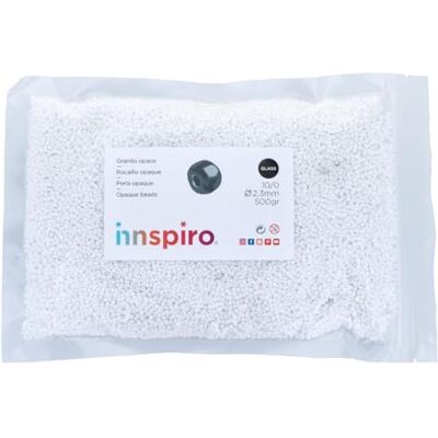 INNSPIRO Rocailles Rocailles aus Glas, undurchsichtig, weiß, 2,3 mm, 500 g, Beutel für Armbänder und Halsketten, ideal für Bastelarbeiten und Schmuck mit Kindern. INNSPIRO Rocailles Rocailles aus Glas, undurchsichtig, weiß, 2,3 mm, 500 g, Beutel für Armbänder und Halsketten, ideal für Bastelarbeiten und Schmuck mit Kindern.