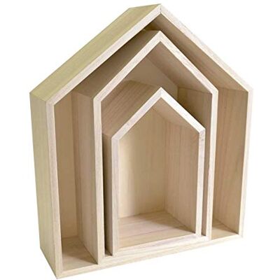 Artemio Set mit 3 Regalen Haus zum Dekorieren, Holz, Beige, 30 x 10 x 34,5 cm 14001999 Artemio Set mit 3 Regalen Haus zum Dekorieren, Holz, Beige, 30 x 10 x 34,5 cm 14001999