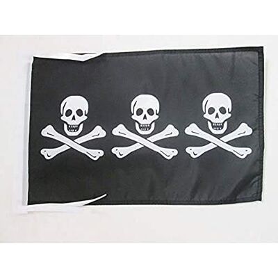 AZ FLAG Flagge Pirat 3 Totenköpfe 45x30 cm Mit Kordel Piraten Totenkopf Fahne 30 x 45 cm Flaggen AZ FLAG Flagge Pirat 3 Totenköpfe 45x30 cm Mit Kordel Piraten Totenkopf Fahne 30 x 45 cm Flaggen