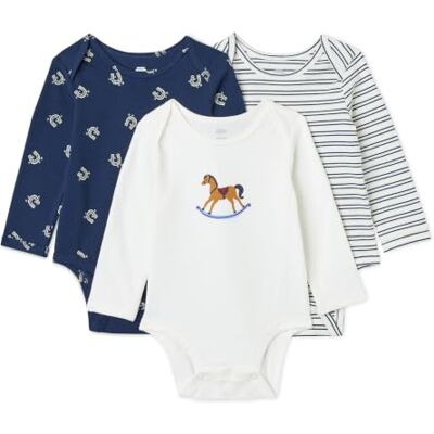 Amazon x Sofia Grainge Unisex Baby Langärmliger Body mit Rundhalsausschnitt, 3er Pack Amazon x Sofia Grainge Unisex Baby Langärmliger Body mit Rundhalsausschnitt, 3er Pack