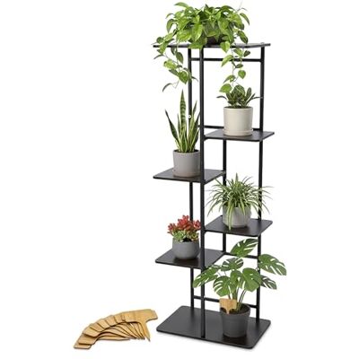 Spetebo Metall Pflanzenständer schwarz mit 5 Ebenen aus Holz 106 x 35 cm Blumenregal für Innen inklusive 10 Bambus Pflanzenschilder Blumenständer Pflanzenregal Deko Regal für bis zu 7 Pflanzen Spetebo Metall Pflanzenständer schwarz mit 5 Ebenen aus Holz 106 x 35 cm Blumenregal für Innen inklusive 10 Bambus Pflanzenschilder Blumenständer Pflanzenregal Deko Regal für bis zu 7 Pflanzen
