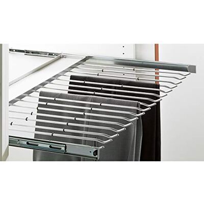 Hettich 9079960 Silber Amari 200 Hosenhalter (Hosenträger) ausziehbar, für 9 Hosen und Einlegeplatte für Kleinteile, Korpusbreite 1000mm, Stahl Hettich 9079960 Silber Amari 200 Hosenhalter (Hosenträger) ausziehbar, für 9 Hosen und Einlegeplatte für Kleinteile, Korpusbreite 1000mm, Stahl