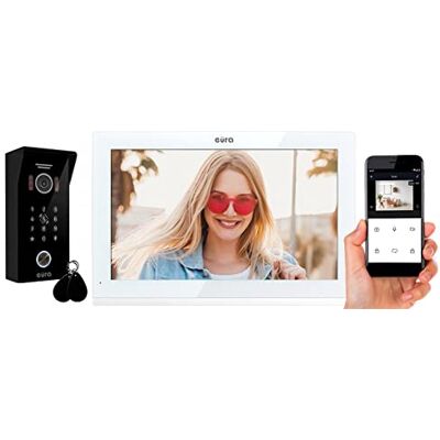 EURA VDP-99C5 4-Draht-Video-Gegensprechanlage, 10-Zoll-Farbmonitor, 2 Eingänge, WiFi, Verschlüsselung, RFID, 1080p, Weiß EURA VDP-99C5 4-Draht-Video-Gegensprechanlage, 10-Zoll-Farbmonitor, 2 Eingänge, WiFi, Verschlüsselung, RFID, 1080p, Weiß