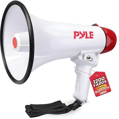 Pyle Megaphon mit Sirene, Signalhorn – Siren Megaphone – Megafon Kinder & Erwachsene 40W, Faltbare Handsirene als Polizei Sirene, Fußball Hupe & Tröten zum Anfeuern Sport, Megaphone Laut bis zu 915m Pyle Megaphon mit Sirene, Signalhorn – Siren Megaphone – Megafon Kinder & Erwachsene 40W, Faltbare Handsirene als Polizei Sirene, Fußball Hupe & Tröten zum Anfeuern Sport, Megaphone Laut bis zu 915m