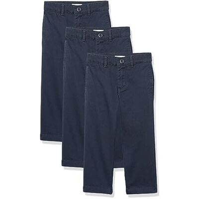 Amazon Jungen Uniform Straight Fit Flat-Front Chino Khaki Hose, 3er Pack, Marineblau, 10 Amazon Jungen Uniform Straight Fit Flat-Front Chino Khaki Hose, 3er Pack, Marineblau, 10