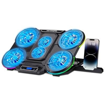 NK Tragbarer Gaming-Kühlschra, 17 Zoll (43,2 cm), 10 RGB-LED-Modi, 6 leise Lüfter mit einstellbaren Geschwindigkeiten, 4 einstellbare Höhen, USB-Anschluss, Telefonhalterung, schnelle Kühlung NK Tragbarer Gaming-Kühlschra, 17 Zoll (43,2 cm), 10 RGB-LED-Modi, 6 leise Lüfter mit einstellbaren Geschwindigkeiten, 4 einstellbare Höhen, USB-Anschluss, Telefonhalterung, schnelle Kühlung