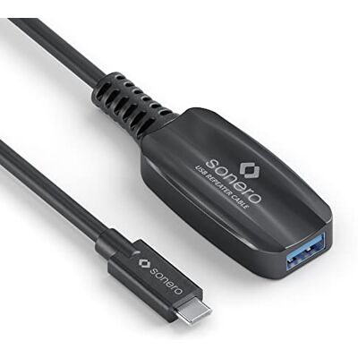 Sonero ® USB 3.2 Aktive Verlängerung, C Stecker auf A Buchse, 5GB/s Datenübertragung, keine Stromversorgung benötig, schwarz, Länge: 5,00m Sonero ® USB 3.2 Aktive Verlängerung, C Stecker auf A Buchse, 5GB/s Datenübertragung, keine Stromversorgung benötig, schwarz, Länge: 5,00m