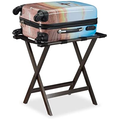 Relaxdays Kofferständer klappbar, aus Bambus, für Koffer und Gepäck, Kofferbock, HxBxT: 53,5 x 58 x 36,5 cm, dunkelbraun Relaxdays Kofferständer klappbar, aus Bambus, für Koffer und Gepäck, Kofferbock, HxBxT: 53,5 x 58 x 36,5 cm, dunkelbraun