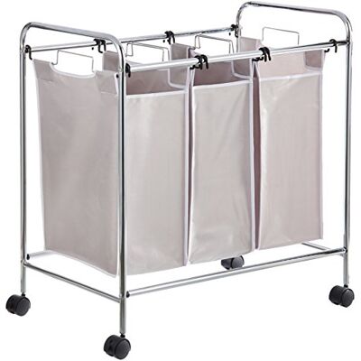 Amazon Rechteckig Wäschesortierer mit 3 Taschen, 135 Liter Fassungsvermögen, Weiß, 78 x 46 x 86 cm Amazon Rechteckig Wäschesortierer mit 3 Taschen, 135 Liter Fassungsvermögen, Weiß, 78 x 46 x 86 cm