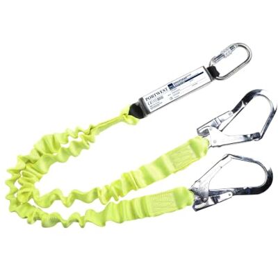 Portwest Double Elasticated Lanyard With Shock Absorber, Size: One Size, Colour: Yellow, FP52YER Portwest Double Elasticated Lanyard With Shock Absorber, Size: One Size, Colour: Yellow, FP52YER