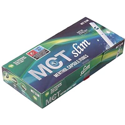 Generic 10 Boxen (1000 Hülsen) MCT Slim Mentholhülsen, 6,8 mm Durchmesser, 100 Zigarettenhülsen pro Box Generic 10 Boxen (1000 Hülsen) MCT Slim Mentholhülsen, 6,8 mm Durchmesser, 100 Zigarettenhülsen pro Box