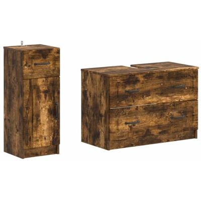 vidaXL 2-teiliges Badezimmer Schrank Set Utrecht Raucheiche vidaXL 2-teiliges Badezimmer Schrank Set Utrecht Raucheiche