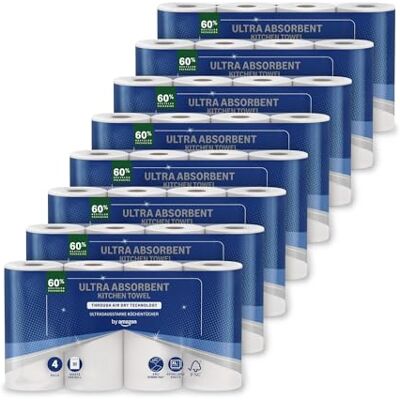 Amazon Ultra-saugfähige TAD-Küchenrolle, 32 Rollen (8 Packungen à 4), 51 Blätter pro Rolle, FSC-zertifiziert (früher “Presto!”) Amazon Ultra-saugfähige TAD-Küchenrolle, 32 Rollen (8 Packungen à 4), 51 Blätter pro Rolle, FSC-zertifiziert (früher “Presto!”)