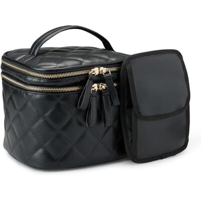 Amazon Damen Gesteppte Schminktasche mit Pinselfach, Schwarz Kunstleder, Einheitsgröße Amazon Damen Gesteppte Schminktasche mit Pinselfach, Schwarz Kunstleder, Einheitsgröße
