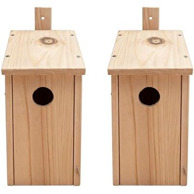 Relaxdays Nistkasten Bausatz für Vögel, 2er Set, 32 mm Flugloch, HBT 26x12x13,5 cm, Vogelhaus selber Bauen, Holz, Natur Relaxdays Nistkasten Bausatz für Vögel, 2er Set, 32 mm Flugloch, HBT 26x12x13,5 cm, Vogelhaus selber Bauen, Holz, Natur