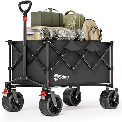 Sekey XXL 4031 All Terrain Bollerwagen Faltbar 135L 150KG mit Bremse Leichter Faltbollerwagen mit Breite 17x8,5cm Räder Handwagen , Patentiert 4-Wege-Sofortaufbau Transportwagen, Schwarz Sekey XXL 4031 All Terrain Bollerwagen Faltbar 135L 150KG mit Bremse Leichter Faltbollerwagen mit Breite 17x8,5cm Räder Handwagen , Patentiert 4-Wege-Sofortaufbau Transportwagen, Schwarz