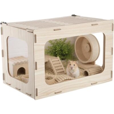 VEVOR Hamsterkäfig Nagerkäfig Nagarium Hamstergehege Holz 605x405x405mm 270°-Sichtfenster Nagersicher mit Deckel Belüftung für Goldhamster Zwerghamster Meerschweinchen Rennmäuse VEVOR Hamsterkäfig Nagerkäfig Nagarium Hamstergehege Holz 605x405x405mm 270°-Sichtfenster Nagersicher mit Deckel Belüftung für Goldhamster Zwerghamster Meerschweinchen Rennmäuse