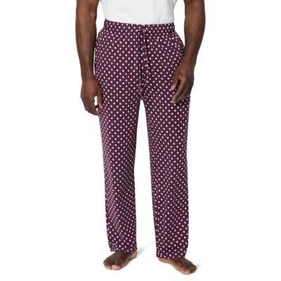 Amazon Herren Pyjamahose aus Baumwoll-Modal, Dunkles Burgunderrot Geo, L Amazon Herren Pyjamahose aus Baumwoll-Modal, Dunkles Burgunderrot Geo, L