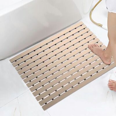 KARAT Antirutsch-Bädermatte für Nasszonen 43 x 100 cm, Beige Antibakterielle Fußmatte mit Drainagefunktion Badematte, Duschrost, Saunarost, Nassraummatte für Umkleiden, Schwimmbäder, Bad KARAT Antirutsch-Bädermatte für Nasszonen 43 x 100 cm, Beige Antibakterielle Fußmatte mit Drainagefunktion Badematte, Duschrost, Saunarost, Nassraummatte für Umkleiden, Schwimmbäder, Bad