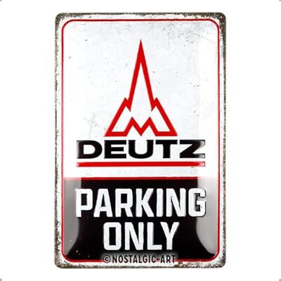 ART Retro Blechschild, 20 x 30 cm, Deutz – Parking Only – Geschenk-Idee für Traktor-Fans, Original Lizenzprodukt (OLP), aus Metall, Vintage Design, Blechschilder Sprüche ART Retro Blechschild, 20 x 30 cm, Deutz – Parking Only – Geschenk-Idee für Traktor-Fans, Original Lizenzprodukt (OLP), aus Metall, Vintage Design, Blechschilder Sprüche