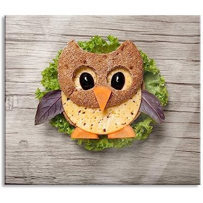 Pixxprint das lustige Eulen Sandwich Herdabdeckplatte & Spritzschutz aus Echtglas Für Herd-Kochfelder 60x52 cm Pixxprint das lustige Eulen Sandwich Herdabdeckplatte & Spritzschutz aus Echtglas Für Herd-Kochfelder 60x52 cm