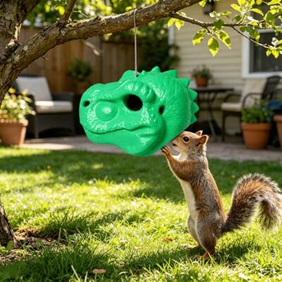 Generic Dino-Kopf Eichhörnchen-Futterhaus, Tierkopf hängendes Futterhaus Lustiges Eichhörnchen-Futterhaus mit Schnur für Außengarten-Deko, hält Erdnüsse Mais Nüsse, Geschenk für Tierliebhaber Generic Dino-Kopf Eichhörnchen-Futterhaus, Tierkopf hängendes Futterhaus Lustiges Eichhörnchen-Futterhaus mit Schnur für Außengarten-Deko, hält Erdnüsse Mais Nüsse, Geschenk für Tierliebhaber