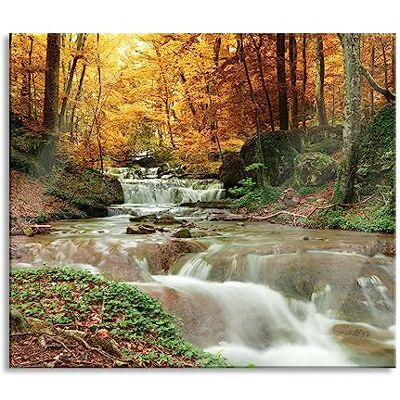 Pixxprint Waldbach im Herbst Herdabdeckplatte & Spritzschutz aus Echtglas Für Herd-Kochfelder 60x52 cm Pixxprint Waldbach im Herbst Herdabdeckplatte & Spritzschutz aus Echtglas Für Herd-Kochfelder 60x52 cm