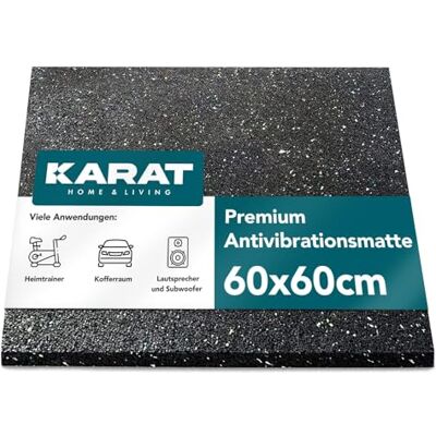 KARAT Antivibrationsmatte 60 x 60 cm, 5 mm dick zuschneidbare Antivibrationsunterlage für Waschmaschine & Trockner, Gummiunterlage, Waschmaschinenunterlage, Schallschutzmatte, Gummimatte KARAT Antivibrationsmatte 60 x 60 cm, 5 mm dick zuschneidbare Antivibrationsunterlage für Waschmaschine & Trockner, Gummiunterlage, Waschmaschinenunterlage, Schallschutzmatte, Gummimatte