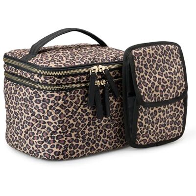Amazon Damen Gesteppte Schminktasche mit Pinselfach, Leopardenmuster, Einheitsgröße Amazon Damen Gesteppte Schminktasche mit Pinselfach, Leopardenmuster, Einheitsgröße