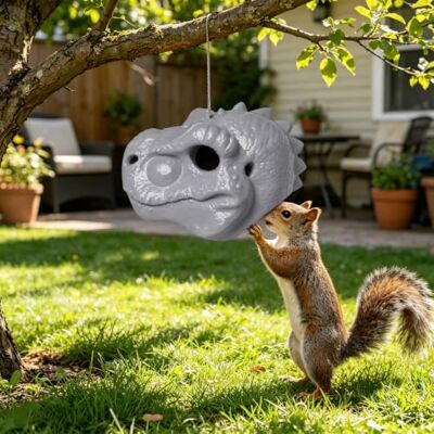 Generic Dino-Kopf Eichhörnchen-Futterhaus, Tierkopf hängendes Futterhaus Lustiges Eichhörnchen-Futterhaus mit Schnur für Außengarten-Deko, hält Erdnüsse Mais Nüsse, Geschenk für Tierliebhaber Generic Dino-Kopf Eichhörnchen-Futterhaus, Tierkopf hängendes Futterhaus Lustiges Eichhörnchen-Futterhaus mit Schnur für Außengarten-Deko, hält Erdnüsse Mais Nüsse, Geschenk für Tierliebhaber