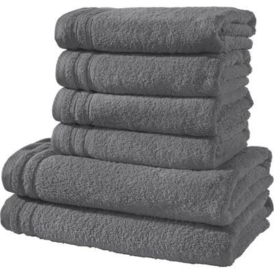 Erwin Müller Handtuchset, Frottierset Heidelberg 6-TLG. 100% Baumwolle anthrazit leichte Qualität, saugstark, schnelltrocknend, kompakt ideal für Sport, Strand, Reisen Erwin Müller Handtuchset, Frottierset Heidelberg 6-TLG. 100% Baumwolle anthrazit leichte Qualität, saugstark, schnelltrocknend, kompakt ideal für Sport, Strand, Reisen