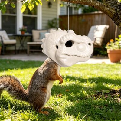 Generic Dino-Kopf Eichhörnchen-Futterhaus, Tierkopf hängendes Futterhaus Lustiges Eichhörnchen-Futterhaus mit Schnur für Außengarten-Deko, hält Erdnüsse Mais Nüsse, Geschenk für Tierliebhaber Generic Dino-Kopf Eichhörnchen-Futterhaus, Tierkopf hängendes Futterhaus Lustiges Eichhörnchen-Futterhaus mit Schnur für Außengarten-Deko, hält Erdnüsse Mais Nüsse, Geschenk für Tierliebhaber