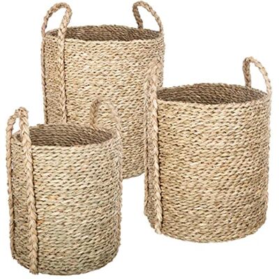 ATMOSPHERA CREATEUR D'INTERIEUR Atmosphera Set aus 3 runden Aufhängungkörben geflochtenes Schilfrohr Beige ATMOSPHERA CREATEUR D'INTERIEUR Atmosphera Set aus 3 runden Aufhängungkörben geflochtenes Schilfrohr Beige