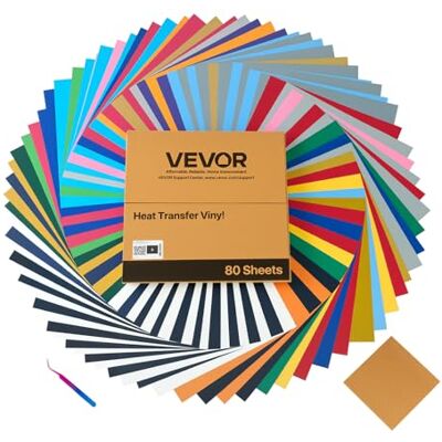 VEVOR 80 Blätter PVC-K-Vinyl (304,8 x 304,8 mm) Transferfolie, kompatibel mit Schneidemaschinen, Aufbügelfolie für T-Shirts, Kissen, Hüte VEVOR 80 Blätter PVC-K-Vinyl (304,8 x 304,8 mm) Transferfolie, kompatibel mit Schneidemaschinen, Aufbügelfolie für T-Shirts, Kissen, Hüte