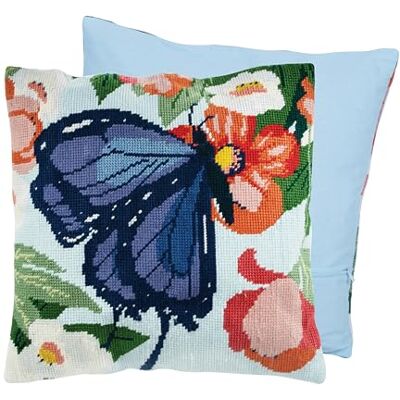 Trimits Halbstich Tapisserie Kreuzstich-Kissen-Set, inklusive Kissenrücken, vorbedruckte Leinwand, Faden und Nadel inklusive 40 x 40 cm (15,75 x 15,75 Zoll) Schmetterling Trimits Halbstich Tapisserie Kreuzstich-Kissen-Set, inklusive Kissenrücken, vorbedruckte Leinwand, Faden und Nadel inklusive 40 x 40 cm (15,75 x 15,75 Zoll) Schmetterling