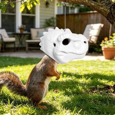 Generic Dino-Kopf Eichhörnchen-Futterhaus, Tierkopf hängendes Futterhaus Lustiges Eichhörnchen-Futterhaus mit Schnur für Außengarten-Deko, hält Erdnüsse Mais Nüsse, Geschenk für Tierliebhaber Generic Dino-Kopf Eichhörnchen-Futterhaus, Tierkopf hängendes Futterhaus Lustiges Eichhörnchen-Futterhaus mit Schnur für Außengarten-Deko, hält Erdnüsse Mais Nüsse, Geschenk für Tierliebhaber