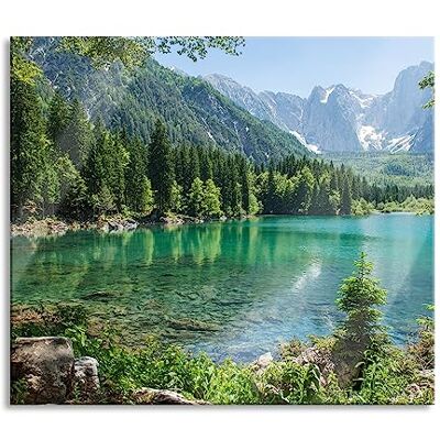 Pixxprint Wunderschöner See im Wald Herdabdeckplatte & Spritzschutz aus Echtglas Für Herd-Kochfelder 60x52 cm Pixxprint Wunderschöner See im Wald Herdabdeckplatte & Spritzschutz aus Echtglas Für Herd-Kochfelder 60x52 cm