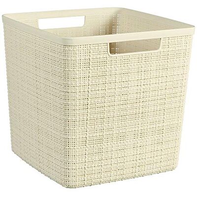 Keter Curver Korb Jute aus 100 % recyceltem Kunststoff, quadratisch, Weiß, L: 17 l Keter Curver Korb Jute aus 100 % recyceltem Kunststoff, quadratisch, Weiß, L: 17 l