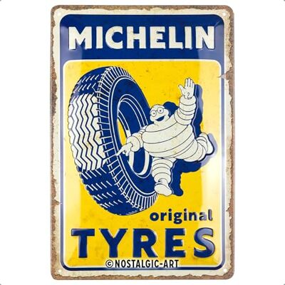 ART Retro Blechschild, 20 x 30 cm, Michelin – Original Tyres – Geschenk-Idee für Motor-Fans, Original Lizenzprodukt (OLP), aus Metall, Vintage Design, Blechschilder Sprüche, Reifen-Deko ART Retro Blechschild, 20 x 30 cm, Michelin – Original Tyres – Geschenk-Idee für Motor-Fans, Original Lizenzprodukt (OLP), aus Metall, Vintage Design, Blechschilder Sprüche, Reifen-Deko