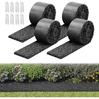 VEVOR Gummimulchmatte, 4 Rollen à 305x11,5 cm, Unkrautmatte 1,3 cm dick, Gartenvlies, Unkrautvlies, Unkrautbarrierematte, Garteneinfassung, Randmatte, Gehwegmatte für Landschaftsgestaltung VEVOR Gummimulchmatte, 4 Rollen à 305x11,5 cm, Unkrautmatte 1,3 cm dick, Gartenvlies, Unkrautvlies, Unkrautbarrierematte, Garteneinfassung, Randmatte, Gehwegmatte für Landschaftsgestaltung