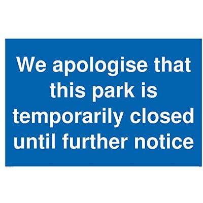Viking Vinyl-Aufkleber mit Aufschrift "We apologise that this park is temporary closed until further notiz Viking Vinyl-Aufkleber mit Aufschrift "We apologise that this park is temporary closed until further notiz