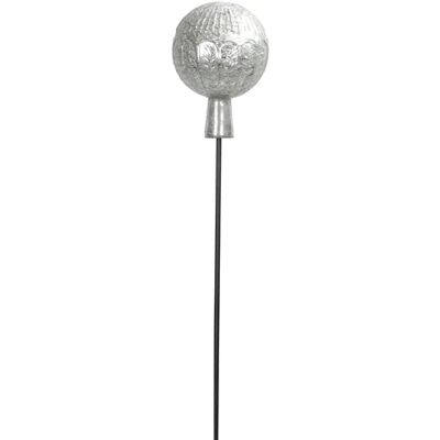 Posiwio dekorativer ausgefallener Gartenstecker mit geprägter Rosenkugel Glaskugel in Cracklee-Optik Silber rosa hellgrün und 2 möglichen Größen (Silber, klein), P10599 Posiwio dekorativer ausgefallener Gartenstecker mit geprägter Rosenkugel Glaskugel in Cracklee-Optik Silber rosa hellgrün und 2 möglichen Größen (Silber, klein), P10599