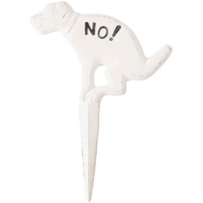 Esschert Design No Hund Antik weiß, Steckschild, Hundeschild, Hundehinweistafel, Gusseisen, Maße 24 x 33 cm Esschert Design No Hund Antik weiß, Steckschild, Hundeschild, Hundehinweistafel, Gusseisen, Maße 24 x 33 cm