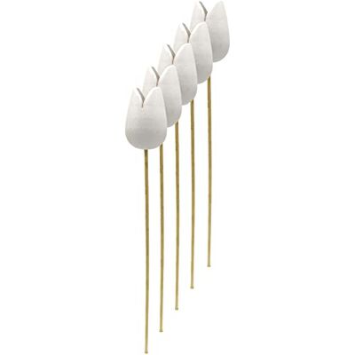 DARO DEKO Holz Dekostecker Tulpe 4 x 36cm weiß 5 Stück Garten-Deko Blumen-Stecker künstlich Holzblume Tulip DARO DEKO Holz Dekostecker Tulpe 4 x 36cm weiß 5 Stück Garten-Deko Blumen-Stecker künstlich Holzblume Tulip