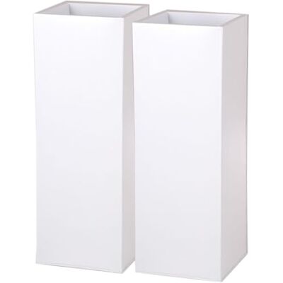 VIVANNO 2er Set Zink Blumenkübel Pflanzkübel Block 65 cm, Weiß VIVANNO 2er Set Zink Blumenkübel Pflanzkübel Block 65 cm, Weiß