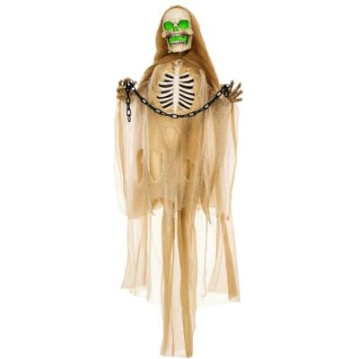 HOMCOM Halloween Deko Skelett 183cm Animiert Hängend Grusel-Sound Outdoor, Leuchtende Augen, Hängende Halloween Skelett, Horror Skelett, Halloweendeko, für Tür Garten Party Hof HOMCOM Halloween Deko Skelett 183cm Animiert Hängend Grusel-Sound Outdoor, Leuchtende Augen, Hängende Halloween Skelett, Horror Skelett, Halloweendeko, für Tür Garten Party Hof