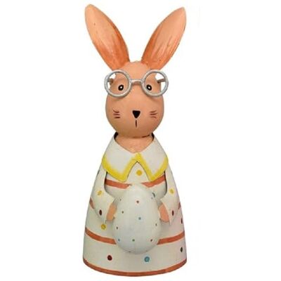 ETC fröhlich bunter Zaunhocker Hase mit Brille und Ei Metall bemalt grün weiß pink (weiß) ETC fröhlich bunter Zaunhocker Hase mit Brille und Ei Metall bemalt grün weiß pink (weiß)