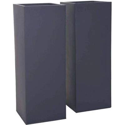 VIVANNO Pflanzkübel Blumenkübel Zink Metall Anthrazit 2er Set Block 80 VIVANNO Pflanzkübel Blumenkübel Zink Metall Anthrazit 2er Set Block 80