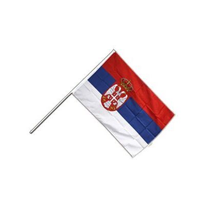 Digni Flaggenfritze® Große Stockflagge Schwenkflagge Serbien mit Wappen 60 x 90 cm Digni Flaggenfritze® Große Stockflagge Schwenkflagge Serbien mit Wappen 60 x 90 cm