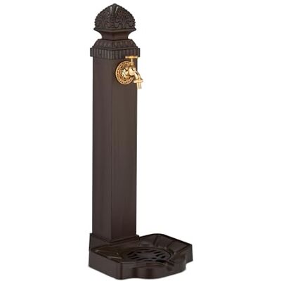 Relaxdays Standbrunnen antik, mit Wasserhahn & Becken, HxBxT: 77x29x33,5 cm, Wasserzapfsäule Garten, Terrasse, braun Relaxdays Standbrunnen antik, mit Wasserhahn & Becken, HxBxT: 77x29x33,5 cm, Wasserzapfsäule Garten, Terrasse, braun